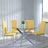 Chopstick Clear Glass and Chrome Metal 4 Seater Round Dining Set - 4 Lido Yellow Fabric Chairs with Chrome Legs-5