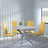 Chopstick Grey Glass and Chrome Metal 4 Seater Round Dining Set - 4 Lido Yellow Fabric Chairs with Chrome Legs