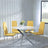 Chopstick White Glass and Chrome Metal 4 Seater Round Dining Set - 4 Lido Yellow Fabric Chairs with Chrome Legs-5