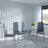 Chopstick Clear Glass and Chrome Metal Dining Set - Metro Grey Leather Chairs with Chrome Legs-3