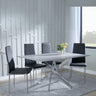 Chopstick Grey Glass and Chrome Metal Dining Set - Metro Black Leather Chairs with Chrome Legs-4