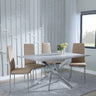 Chopstick Grey Glass and Chrome Metal Dining Set - Metro Cappuccino Leather Chairs with Chrome Legs-6