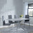 Chopstick Grey Glass and Chrome Metal Dining Set - Metro Grey Leather Chairs with Chrome Legs-3