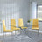 Chopstick Clear Glass and Chrome Metal Dining Set - Lido Yellow Fabric Chairs with Chrome Legs-5