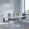 Chopstick Grey Glass and Chrome Metal Dining Set - Lido Dark Grey Fabric Chairs with Chrome Legs-5