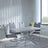 Chopstick Grey Glass and Chrome Metal Dining Set - Bianco Grey Faux Leather Dining Chair