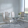 Chopstick Clear Glass and Chrome Metal Dining Set - Roma Beige Faux Leather Dining Chair