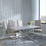 Chopstick Grey Glass and Chrome Metal Dining Set - Roma Beige Faux Leather Dining Chair-3