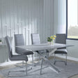 Chopstick Grey Glass and Chrome Metal Dining Set - Roma Grey Faux Leather Dining Chair