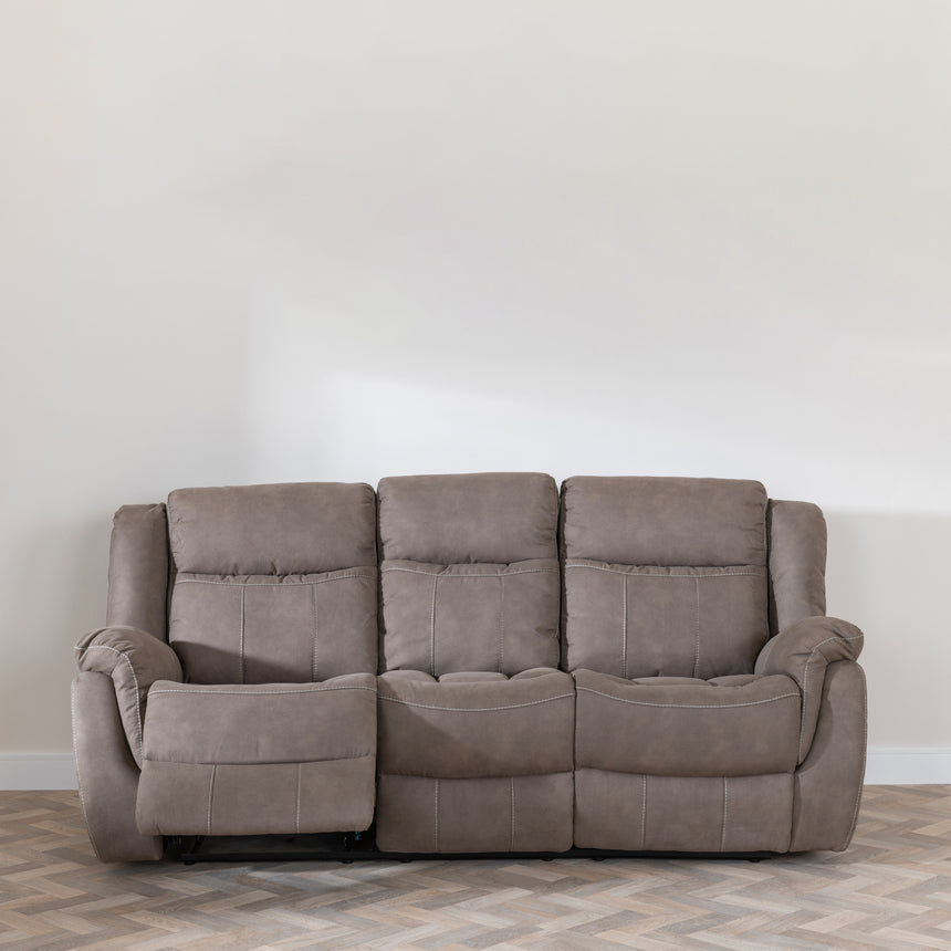 Bergamo Brown Fabric 3 Seater Recliner Sofa