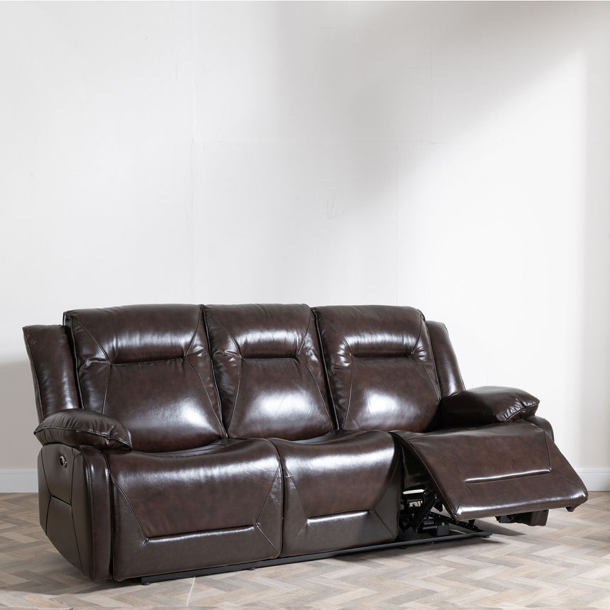 Capua Dark Brown Leather 3 Seater Sofa