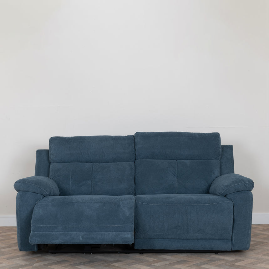 Eboli Ancona Blue Fabric 3 Seater Electric Recliner Sofa