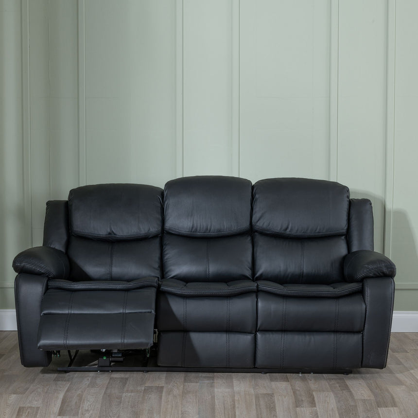 Sarno Black Leather 3 Seater Sofa