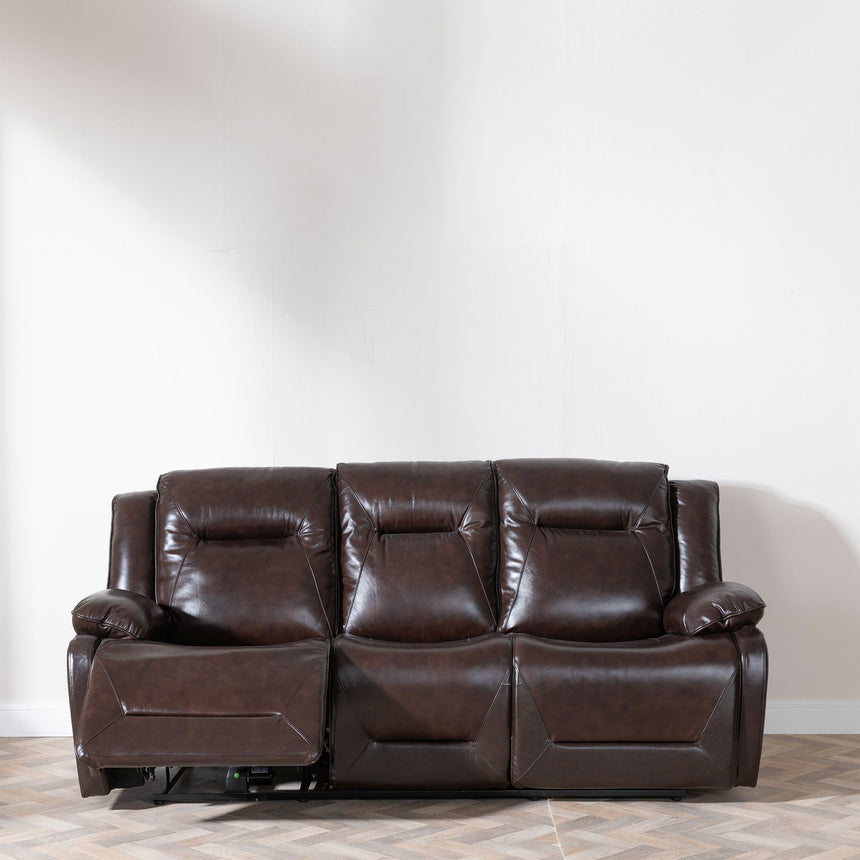 Capua Dark Brown Leather 3 Seater Sofa