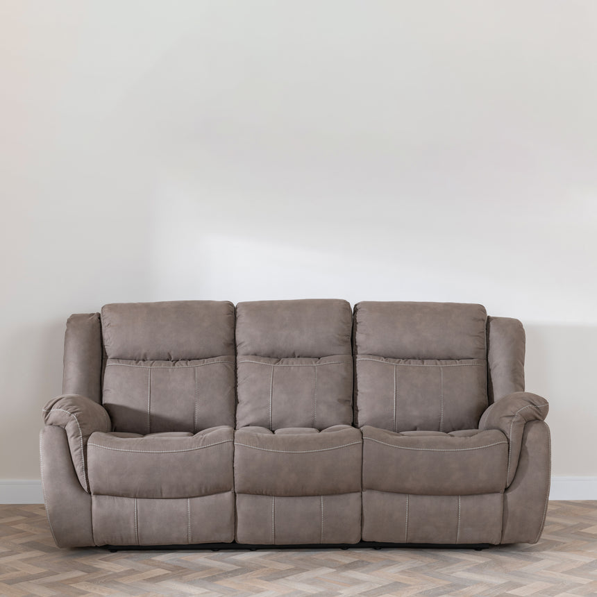 Bergamo Brown Fabric 3 Seater Recliner Sofa