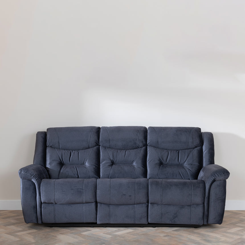 Cassino Silvano Blue Fabric 3 Seater Recliner Sofa