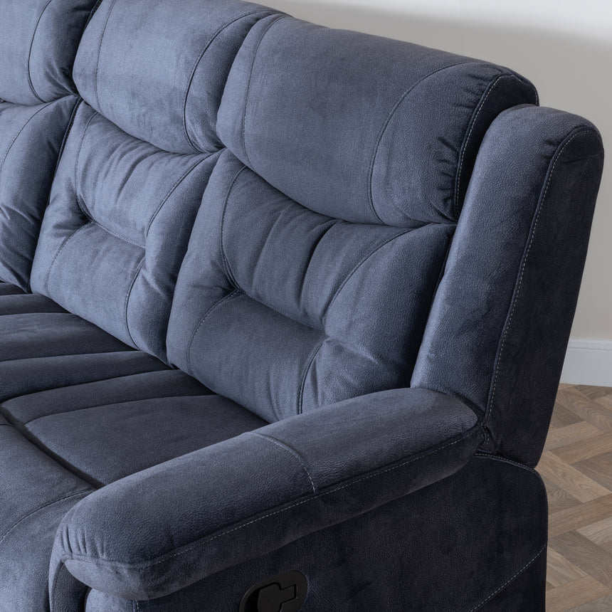 Cassino Silvano Blue Fabric 3 Seater Recliner Sofa