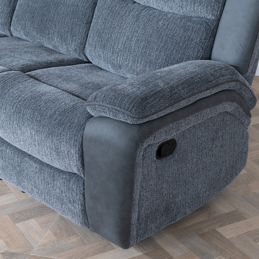 Legnano Grey Fabric 3 Seater Recliner Sofa