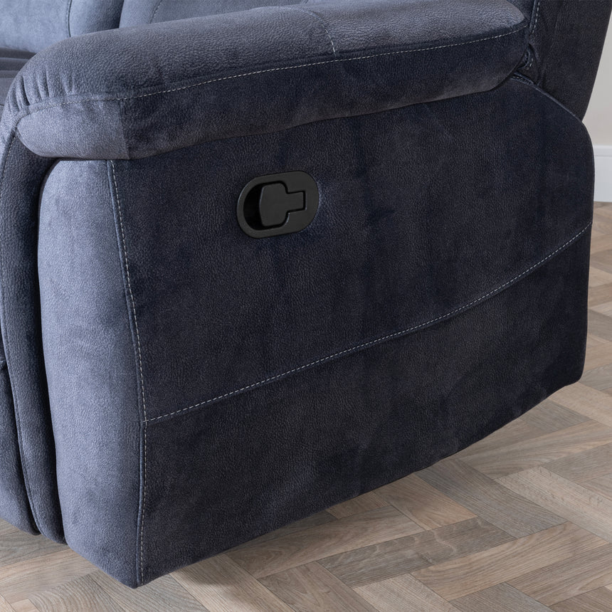 Cassino Silvano Blue Fabric 3 Seater Recliner Sofa