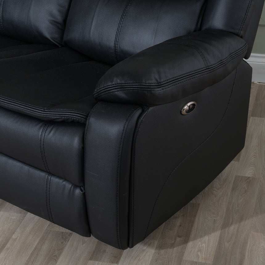 Sarno Black Leather 3 Seater Sofa