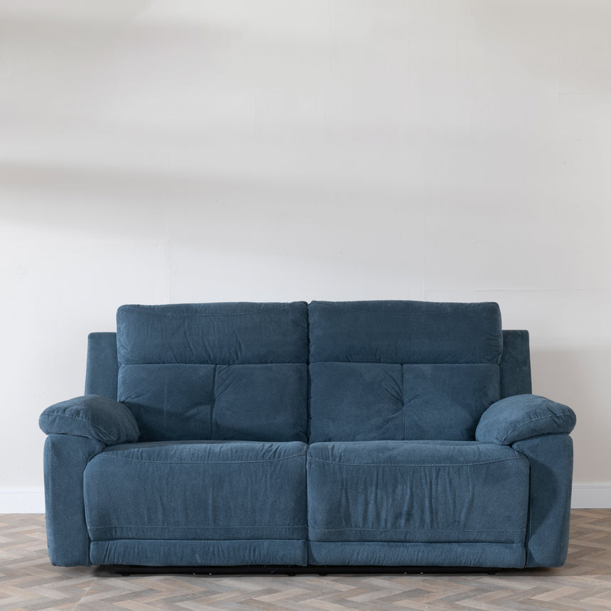 Eboli Ancona Blue Fabric 3 Seater Electric Recliner Sofa