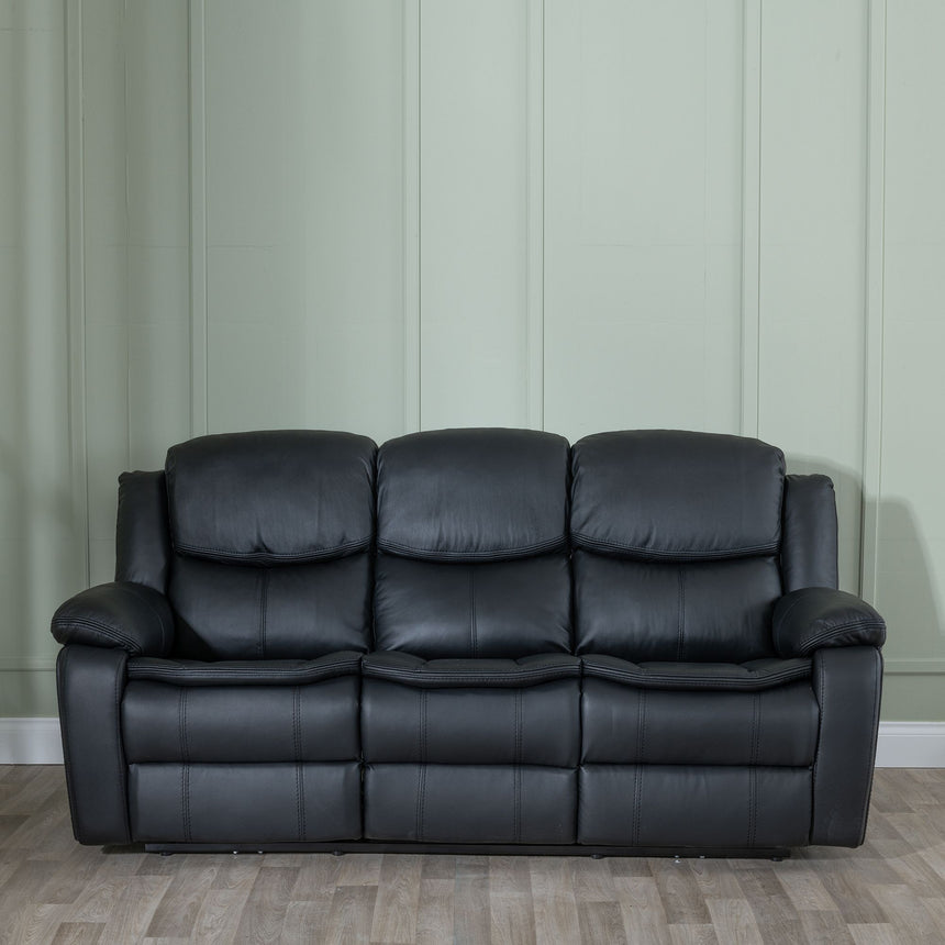 Sarno Black Leather 3 Seater Sofa