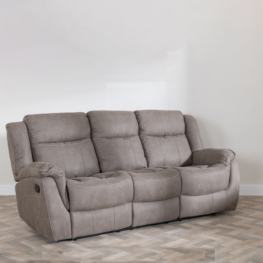 Bergamo Brown Fabric 3 Seater Recliner Sofa