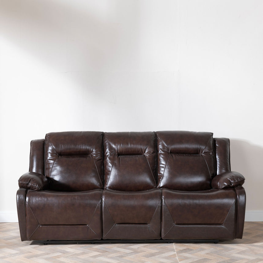 Capua Dark Brown Leather 3 Seater Sofa