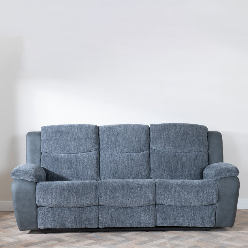 Legnano Grey Fabric 3 Seater Recliner Sofa