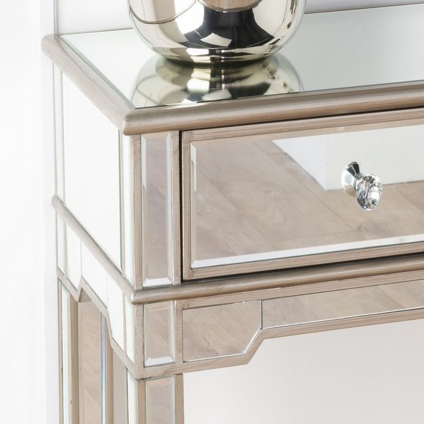 Antoinette Mirrored Champagne Trim Console Table-2