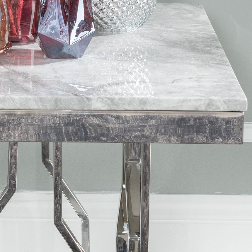 Grey Marble and Chrome Square Side Table-2