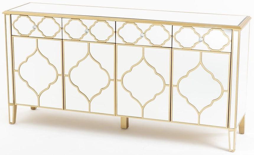 Casablanca Mirrored Gold Trim Large Sideboard - 3 Door-6