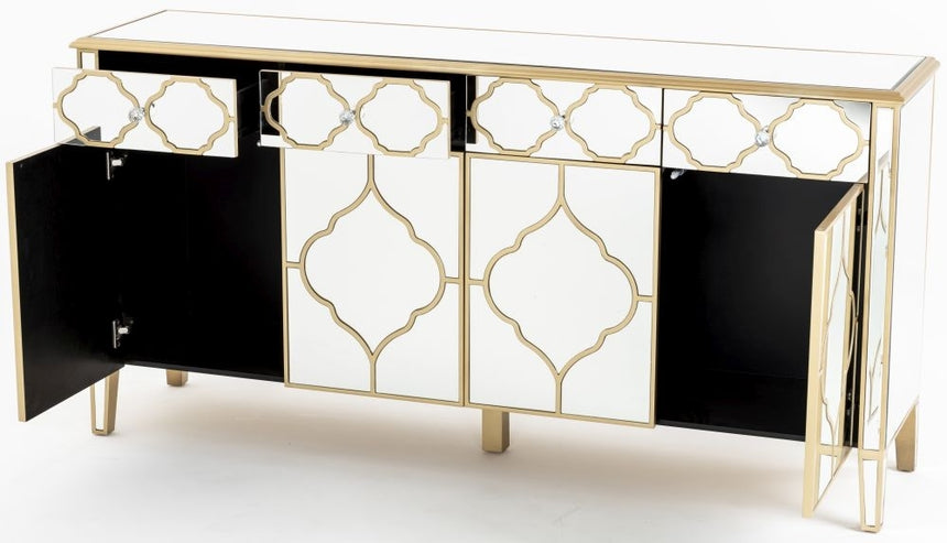 Casablanca Mirrored Gold Trim Large Sideboard - 3 Door-7