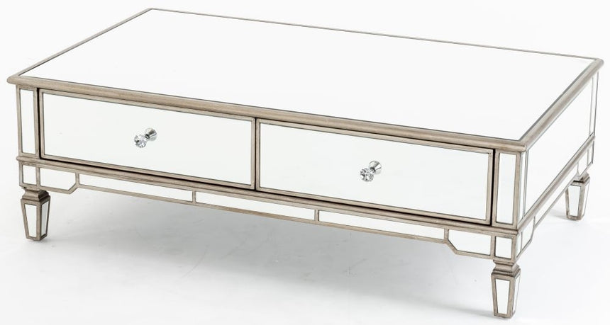 Antoinette Mirrored Champagne Trim Coffee Table-4