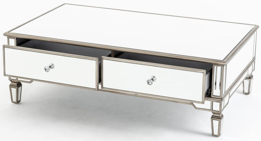 Antoinette Mirrored Champagne Trim Coffee Table-5