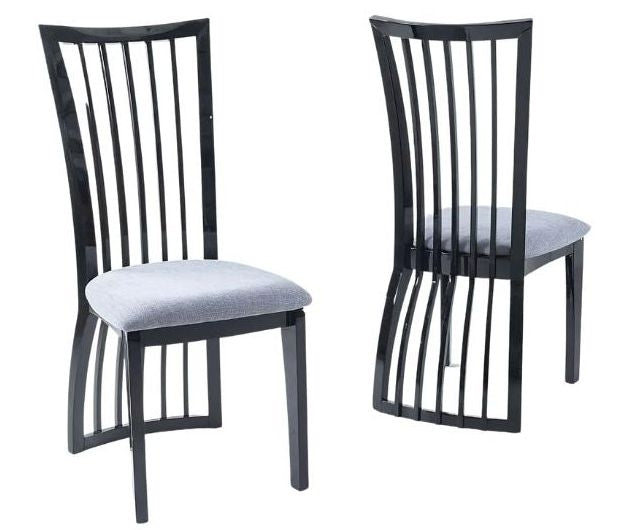 UDUK Athena Black Slatted Back Dining Chair (Sold in Pairs) Urban Deco Black Dining Chair Dining Dining Chairs High Gloss Dining Chairs