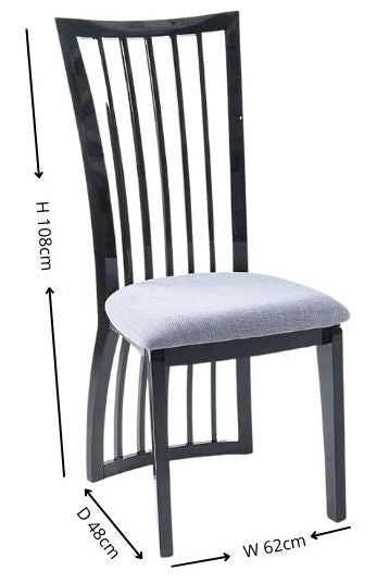 UDUK Athena Black Slatted Back Dining Chair (Sold in Pairs) Urban Deco Black Dining Chair Dining Dining Chairs High Gloss Dining Chairs