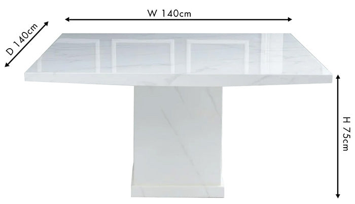 Turin 140cm Square White Marble Dining Table - 8 Seater-9