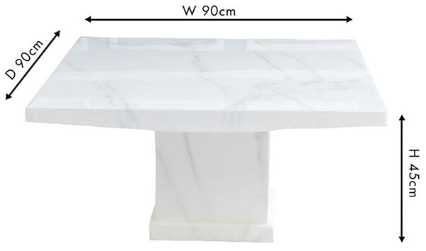 Turin Square White Marble Coffee Table-5