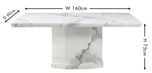 Naples 160cm White Marble Dining Table-5