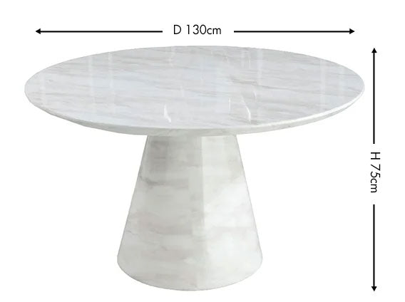 UDUK Carrera 130cm White Marble Round Dining Set - Black Knockerback Chairs Urban Deco Carrera Dining Dining Set for 4 Dining Sets