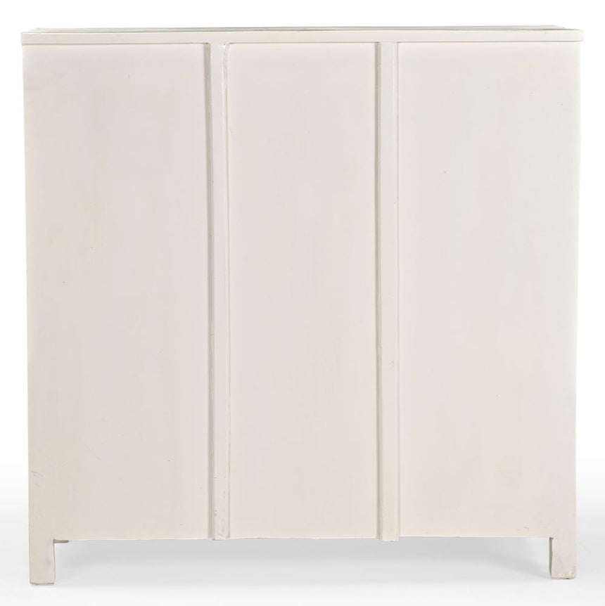 Boho White Carved Compact Small Sideboard - 89cm-6