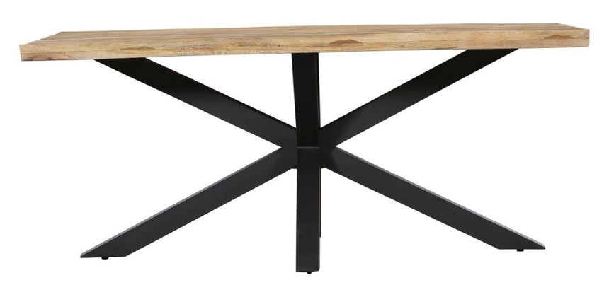 6 Seater Industrial Dining Table - Rustic Mango Wood With Black Spider Legs-5