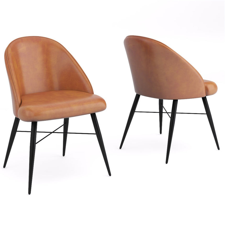 Set of 2 Mazara Chestnut Leather Dining Chair