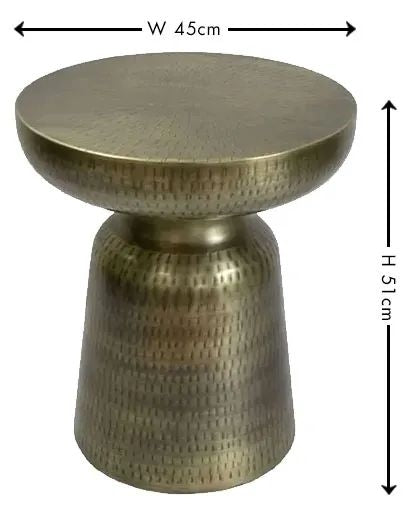 Agra Hammered Antique Brass Side Table - Metal Cone Base-8