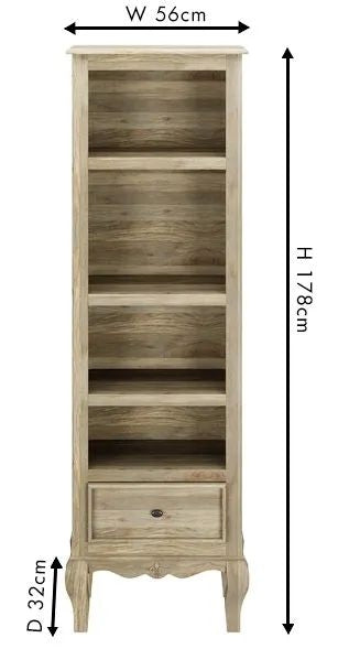 Fleur French Style Grey Narrow Bookcase-8