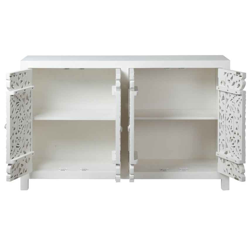 Boho White Carved Large Sideboard - 137cm-3