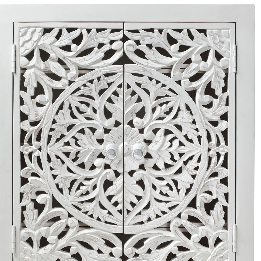 Boho White Carved Large Sideboard - 137cm-5