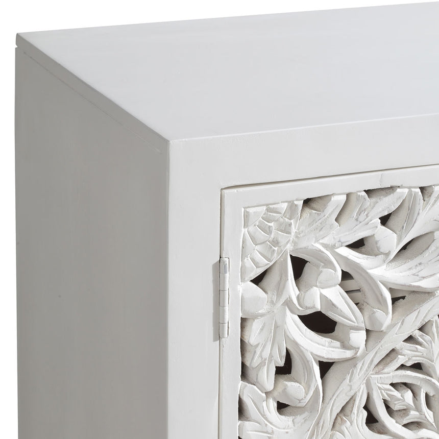 Boho White Carved Large Sideboard - 137cm-6