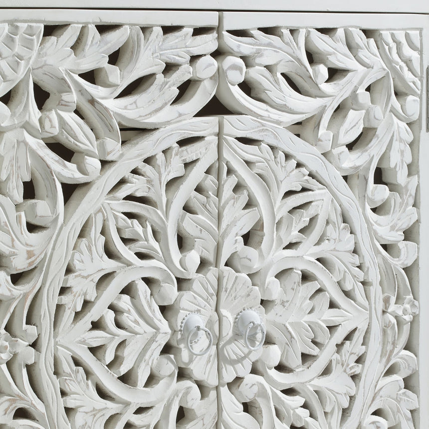 Boho White Carved Large Sideboard - 137cm-7